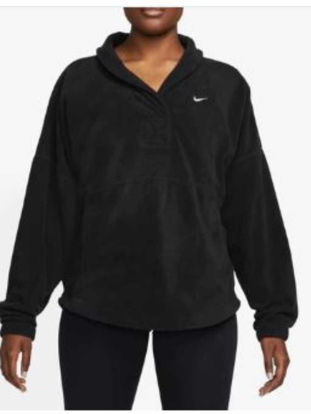 NIKE women's FB5642-010 Polar Fleece Long Sleeve Top Therma-FIT technology black